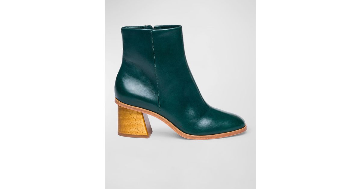 Bernardo Nantucket Leather Blockheel Booties in Green Lyst