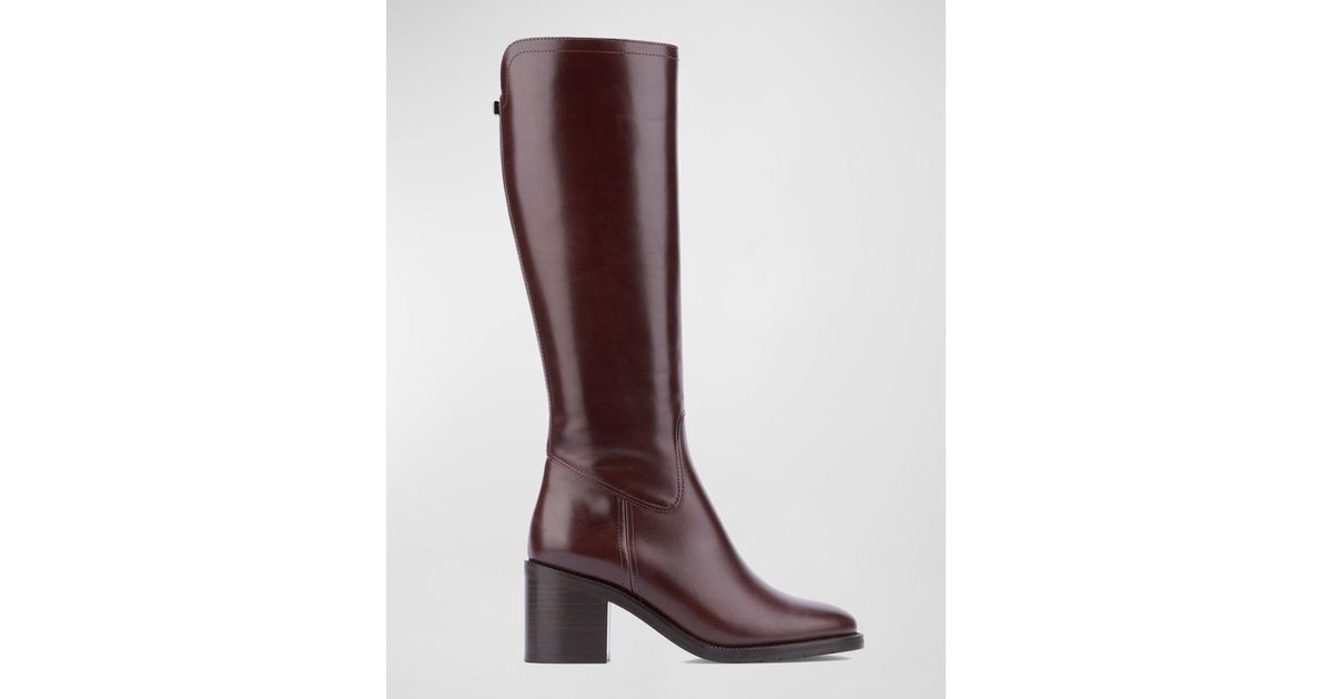 Aquatalia Josephina Leather Riding Boots in Brown | Lyst