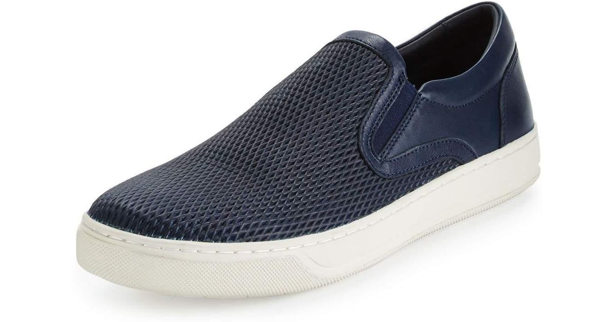 vince ace perforated leather slip on sneakers
