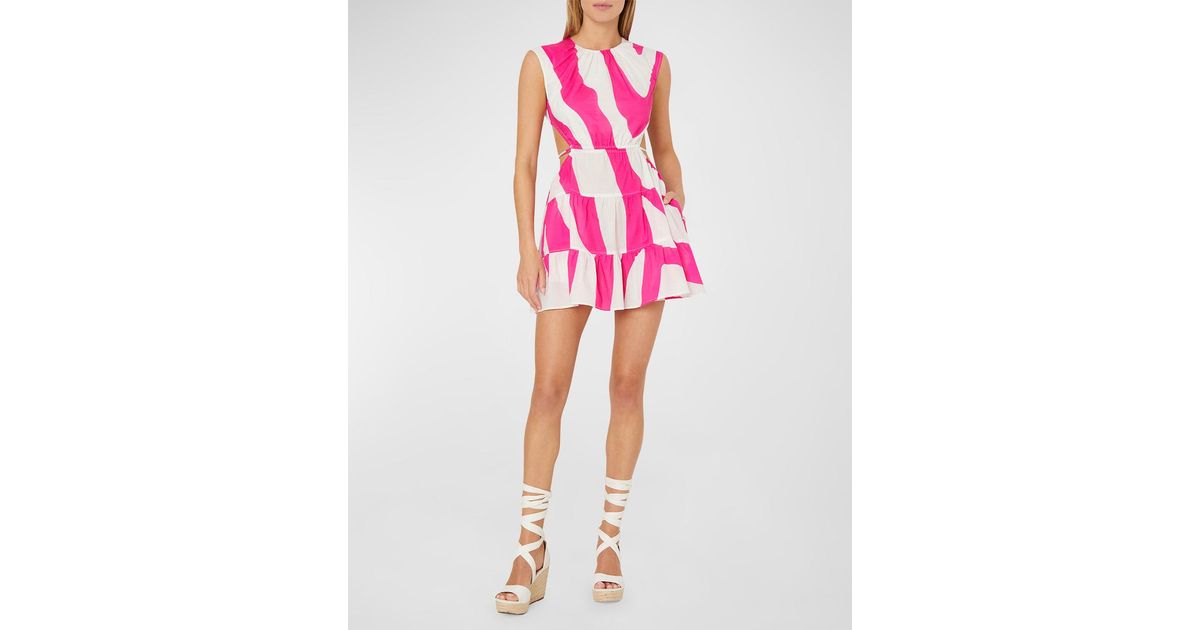 Milly Cabana Olen Zebra-print Cotton Voile Mini Dress in Pink | Lyst