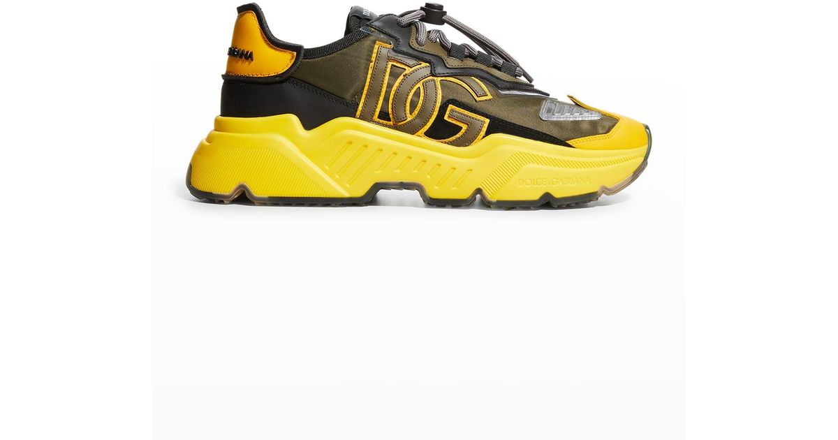 Dolce & Gabbana Camo-sole Chunky Low-top Sneakers in Yellow for Men | Lyst