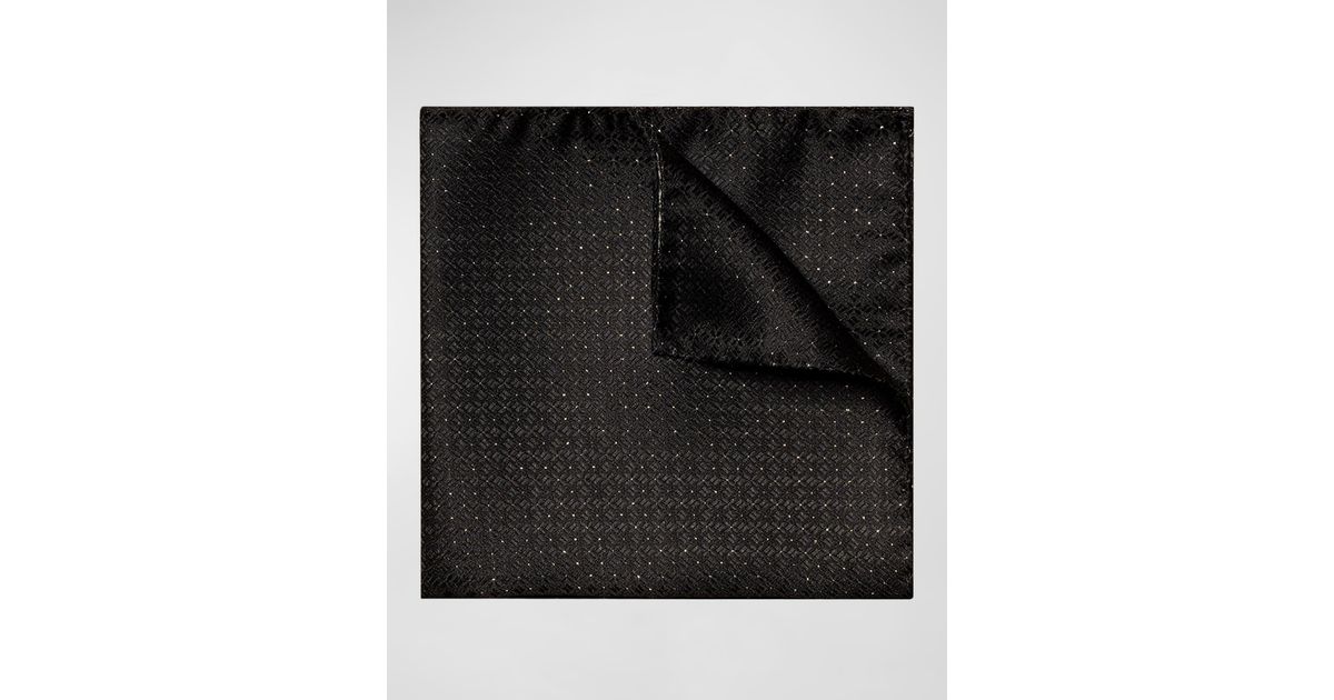 Eton Tonal Silk Pocket Square in Black for Men