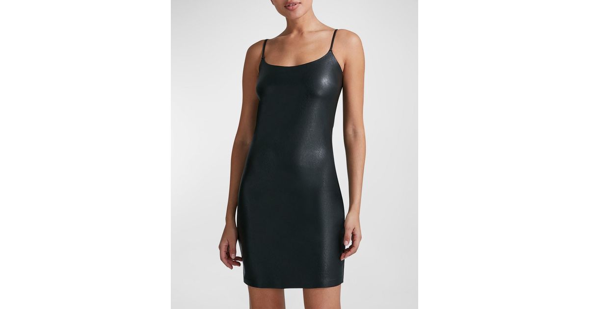 Commando Faux Leather Spaghettistrap Mini Dress in Black Lyst