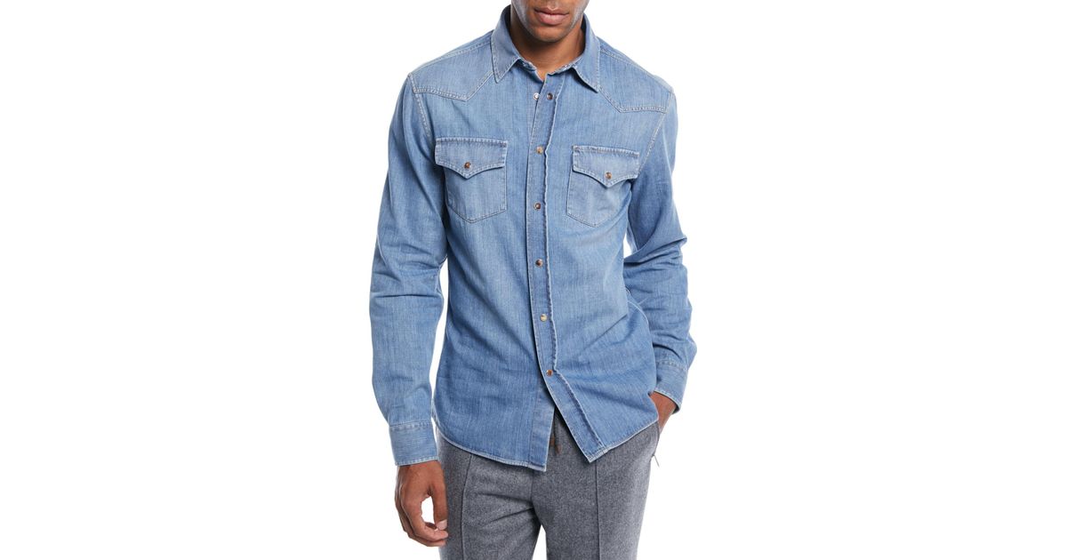 brunello cucinelli denim shirt