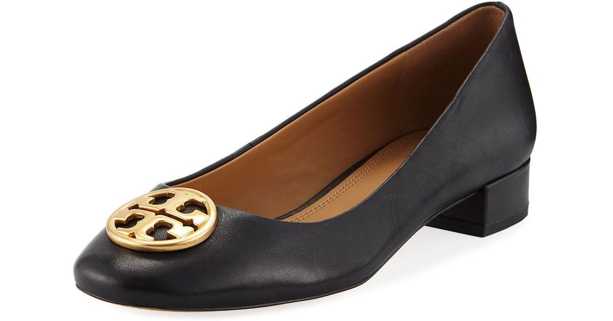 Tory Burch Leather Chelsea Ballet Shoes in Black/Black (Black) - Save ...