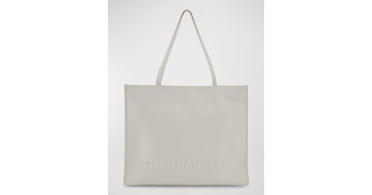 Simon Miller Studio Logo Leather Tote Bag in White | Lyst