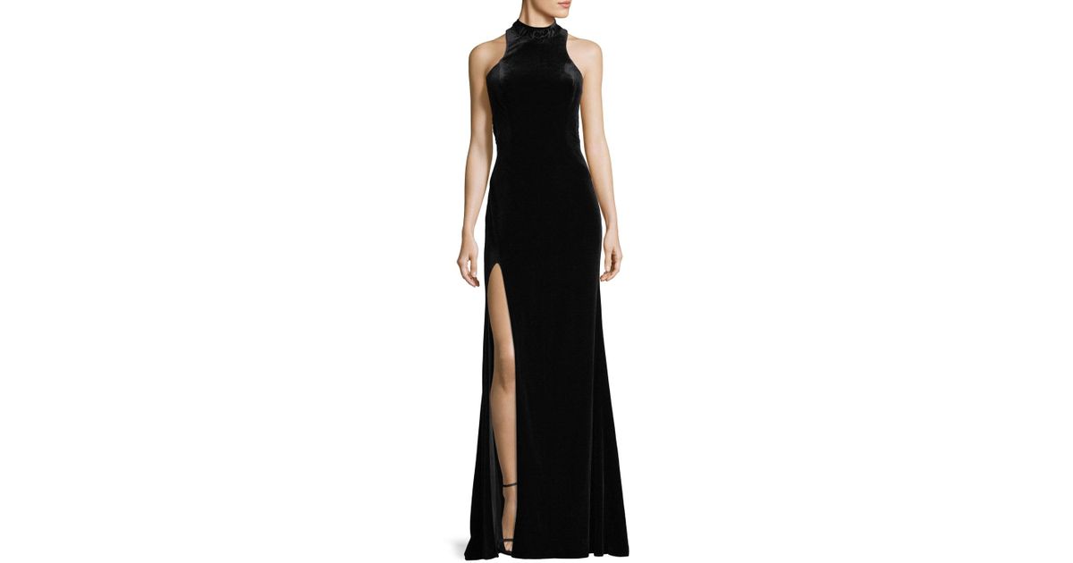 black velvet halter neck dress
