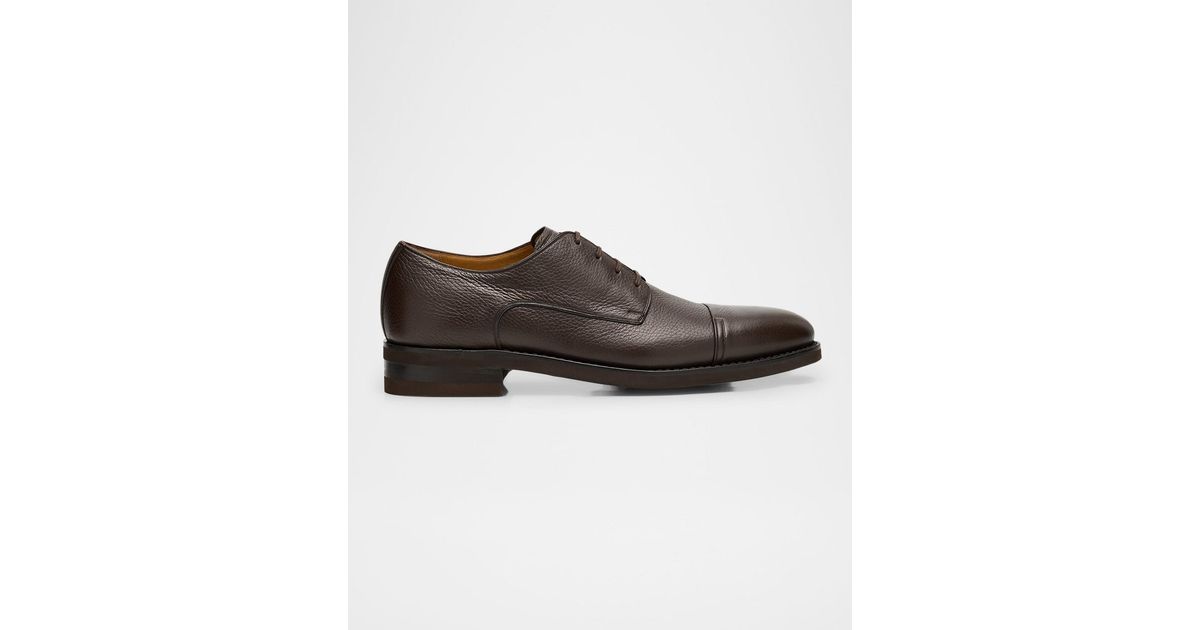 Bally Scrivas Leather Cap-Toe Derby Shoes in Brown for Men | Lyst