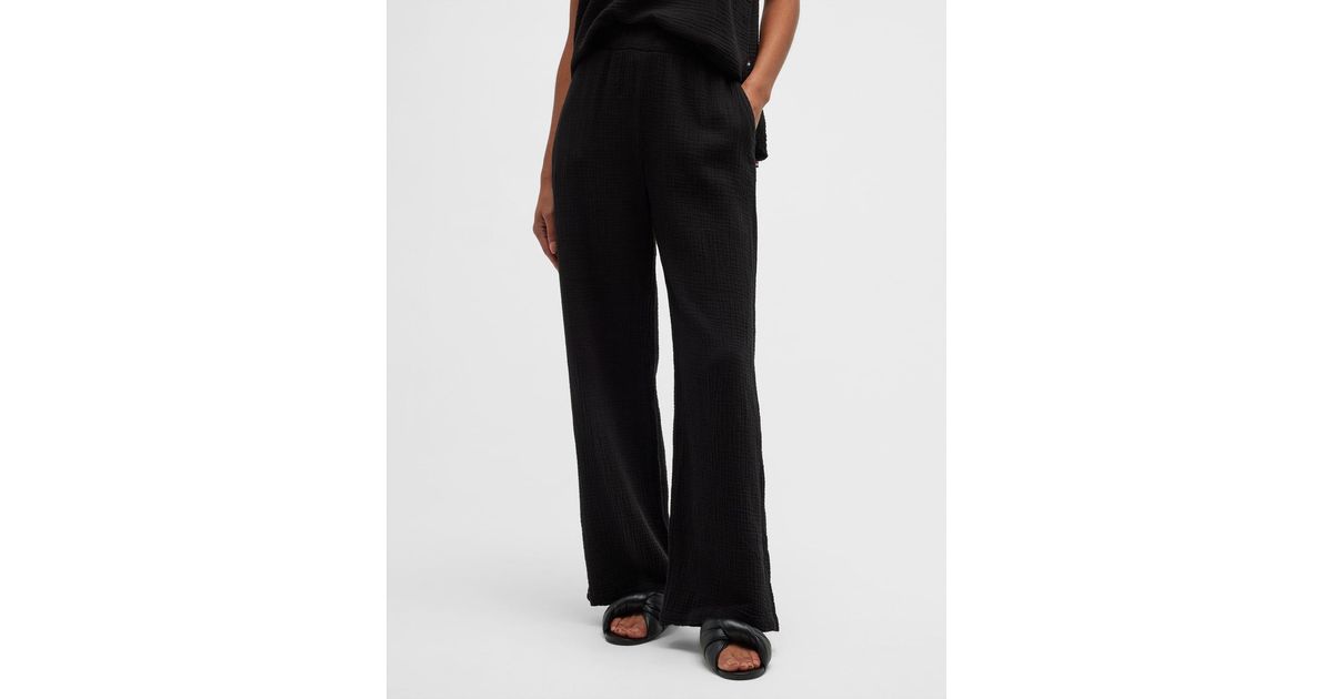 Sol Angeles Cotton Gauze Wide-leg Pants in Black | Lyst