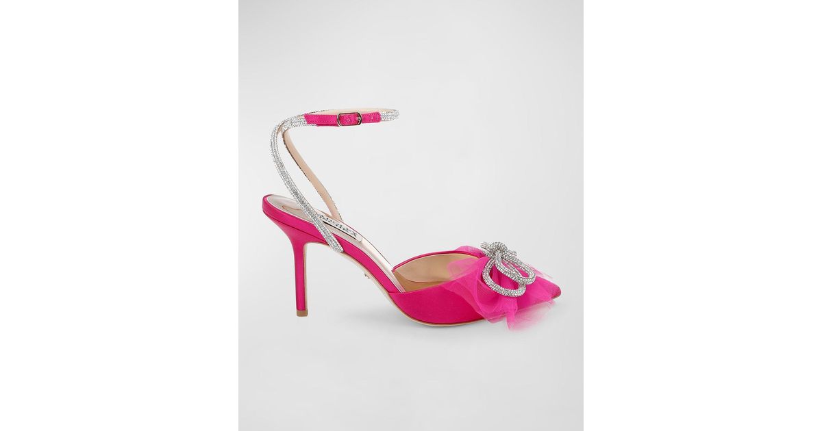 Badgley Mischka Sacred Satin Crystal-knot Pumps in Pink | Lyst