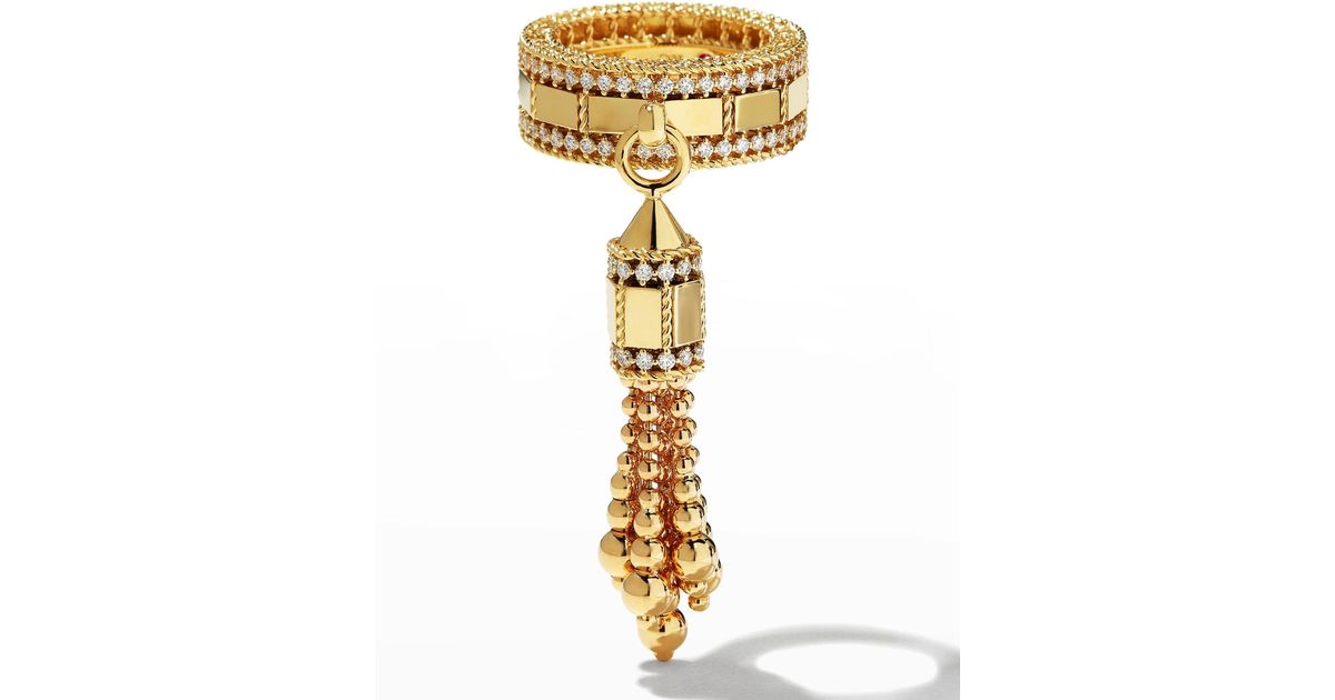 Roberto Coin 18k Yellow Gold Diamond Deco Tassel Ring, Size 6.5 in