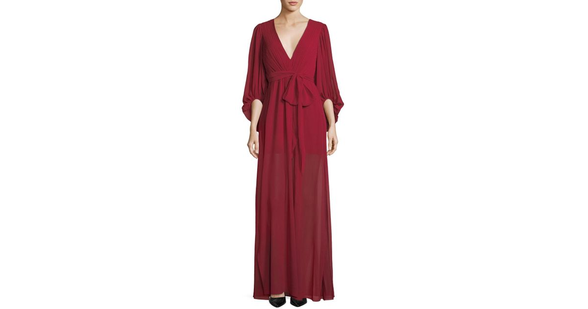halston heritage red gown