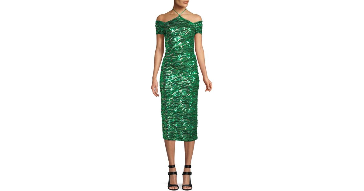 Lyst Alice Olivia Cold Shoulder Sequin Sheath Dress In Green Lyst Alice Olivia Cold Shoulder Sequin Sheath Dress In Green Save 19 89924433249371