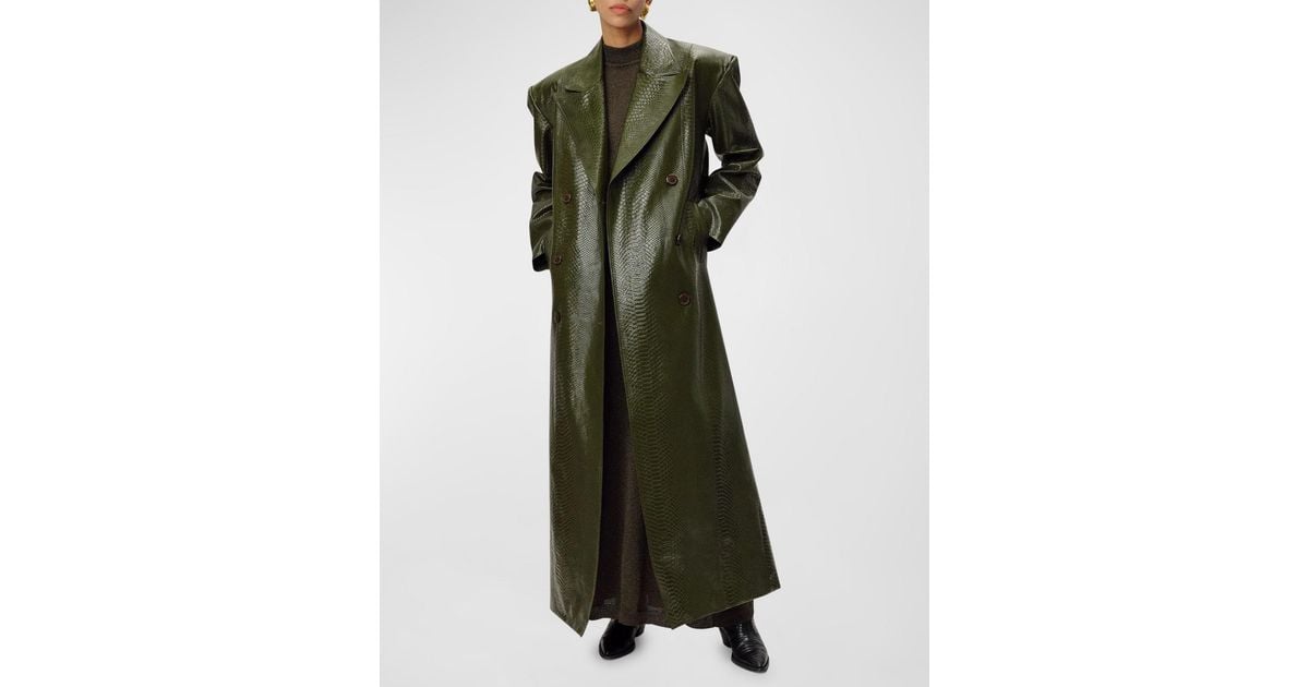 Ronny Kobo Roxton Faux Croc Trench Coat