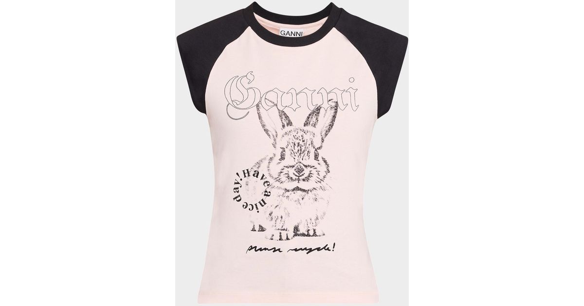 [GANNI]★Basic Jersey Bunny Raglan T-shirt MUSINSA | GANNI Basic Jersey Bunny Raglan Short Sleeve T