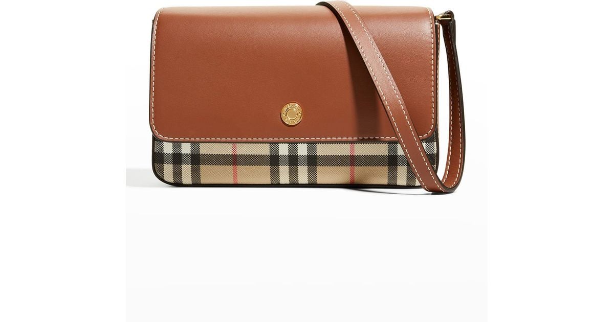 Burberry New Hampshire Check Canvas & Leather Crossbody Bag in Brown Lyst