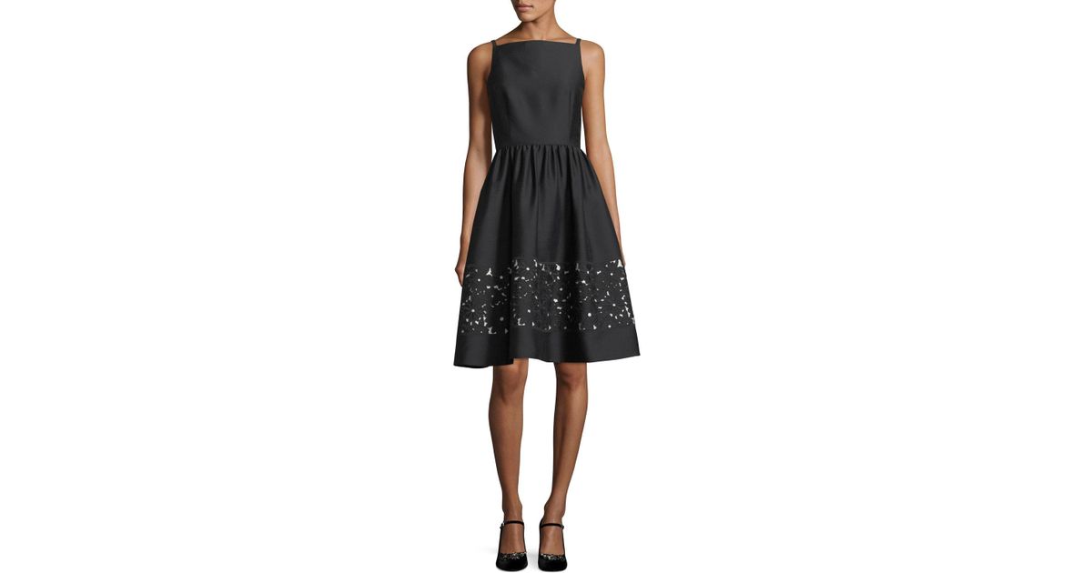 lace panel fit and flare dress