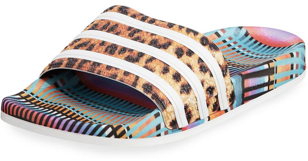 leopard print adidas slides