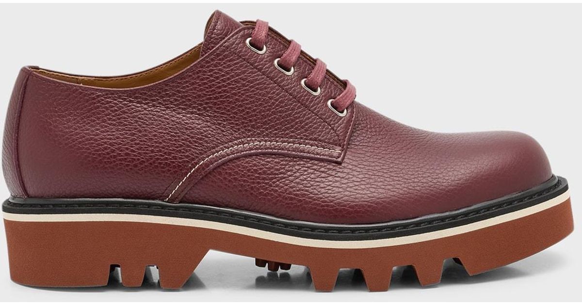 Dries Van Noten Lug Sole Leather Derby Shoes in Red for Men | Lyst