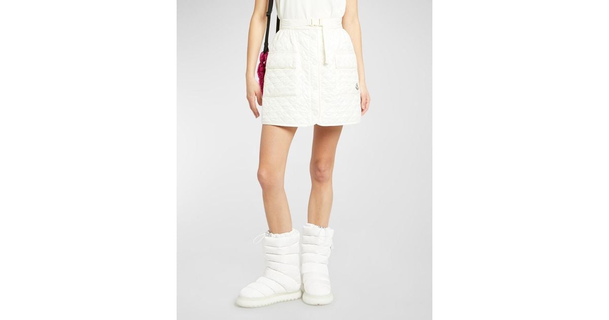 Moncler Quilted Cargo Mini Skirt in White | Lyst