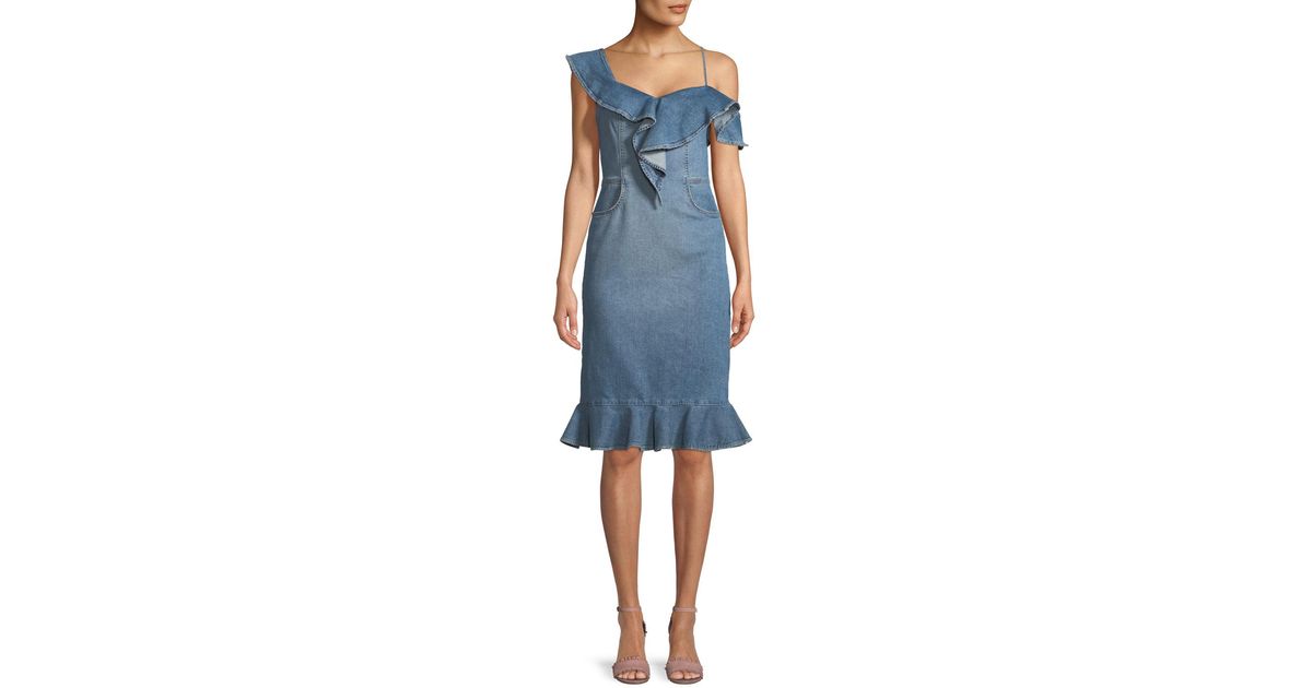 jonathan simkhai denim ruffle dress
