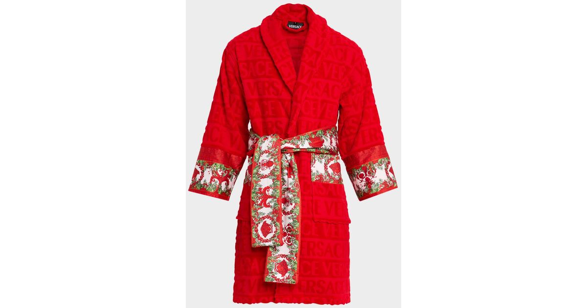 Versace I Heart Baroque Holiday Bathrobe in Red for Men | Lyst