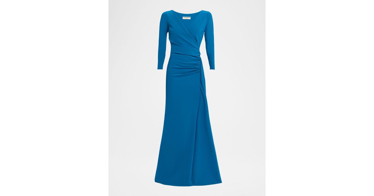 Koly Robi La Petite Robe Di Chiara Boni Koly Draped Surplice Jersey Gown in Blue ...