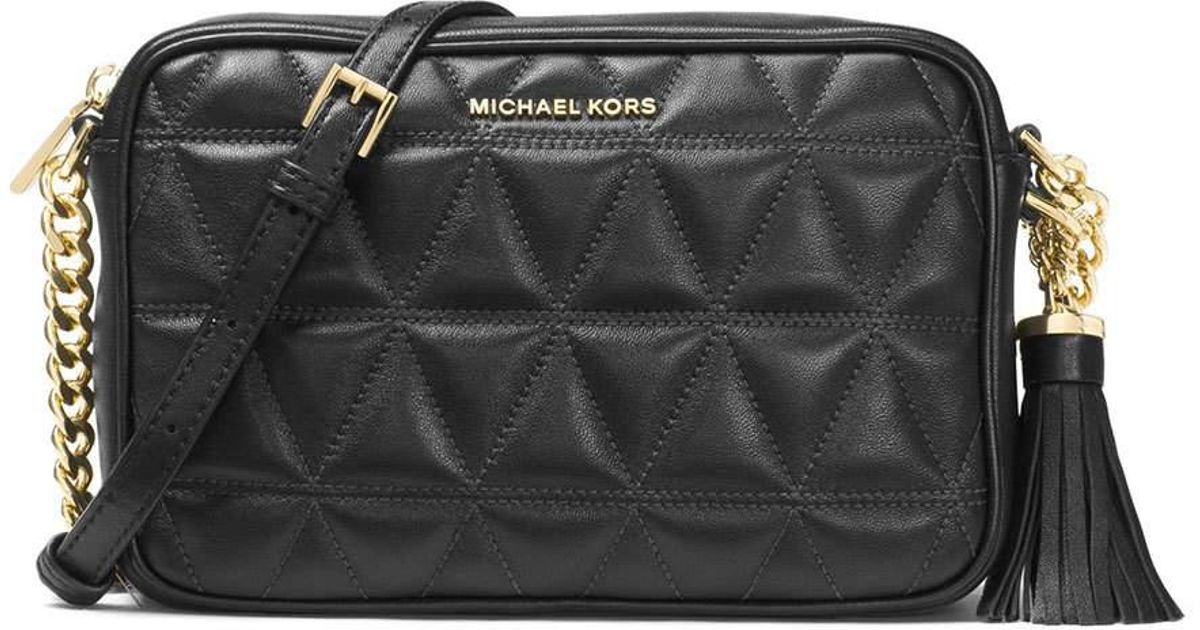 MICHAEL Michael Kors Leather Ginny Medium Quilted Camera Bag in Black - Lyst