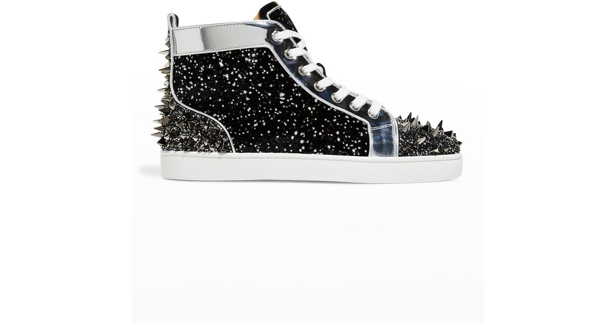 Christian Louboutin Lou Pik Pik 2 Red Sole Strass High-top Sneakers in
