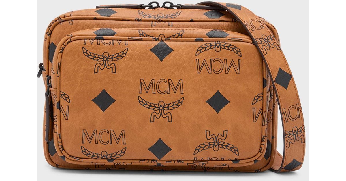 MCM Aren Visetos Small Crossbody Bag in Brown for Men Lyst