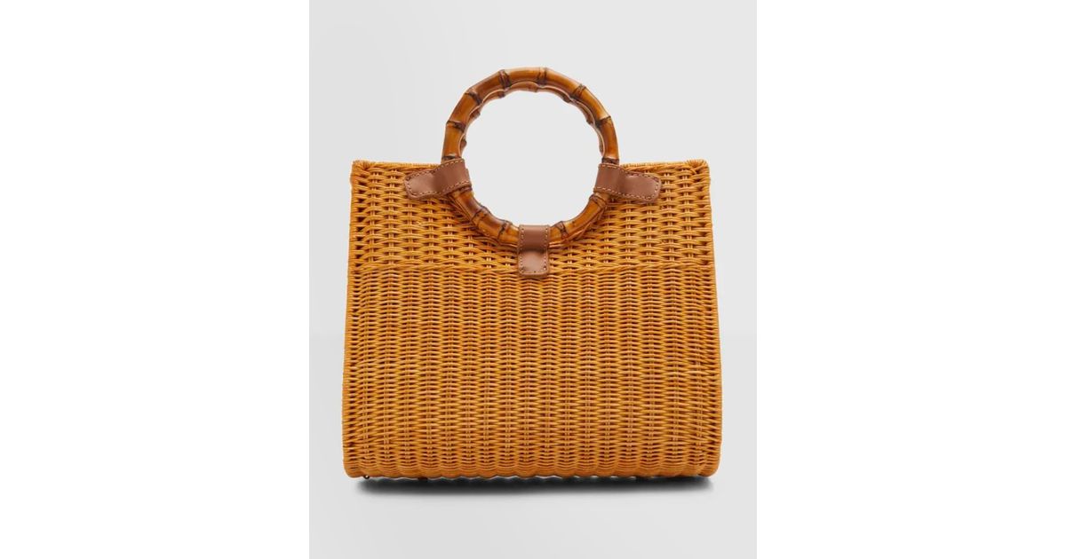 Serpui Phoebe Wicker Tophandle Bag in Brown Lyst