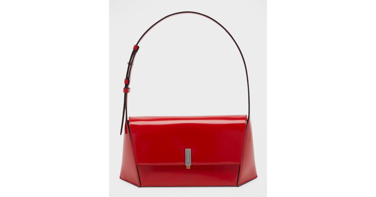 Ferragamo Prisma Calf Leather Shoulder Bag in Red | Lyst