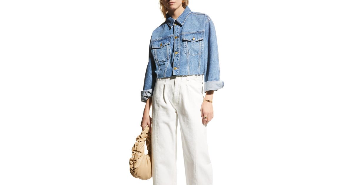 Triarchy X Josephine Skriver Cropped Jean Jacket in Blue | Lyst