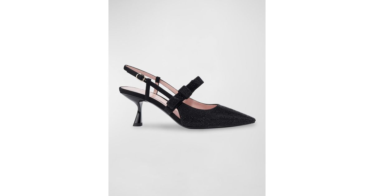 Kate Spade Maritza Pave Bow Slingback Pumps in Black | Lyst