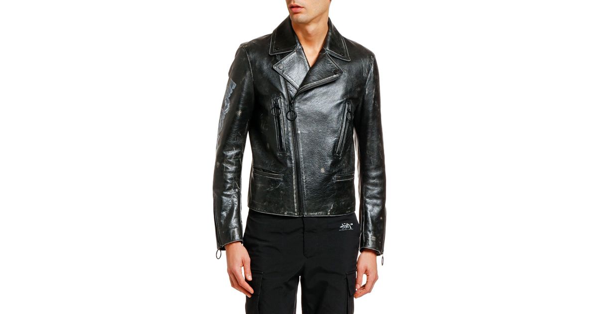 Off-White c/o Virgil Abloh Arrow Biker Jacket in Black for Men | Lyst