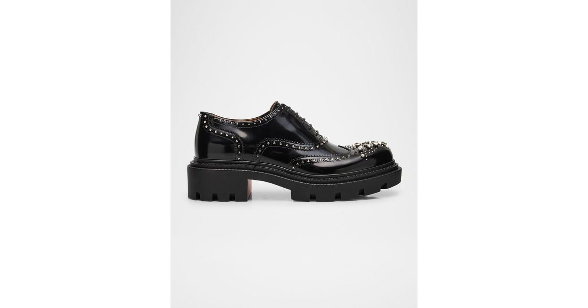 Christian Louboutin College Strass Embellished Leather 