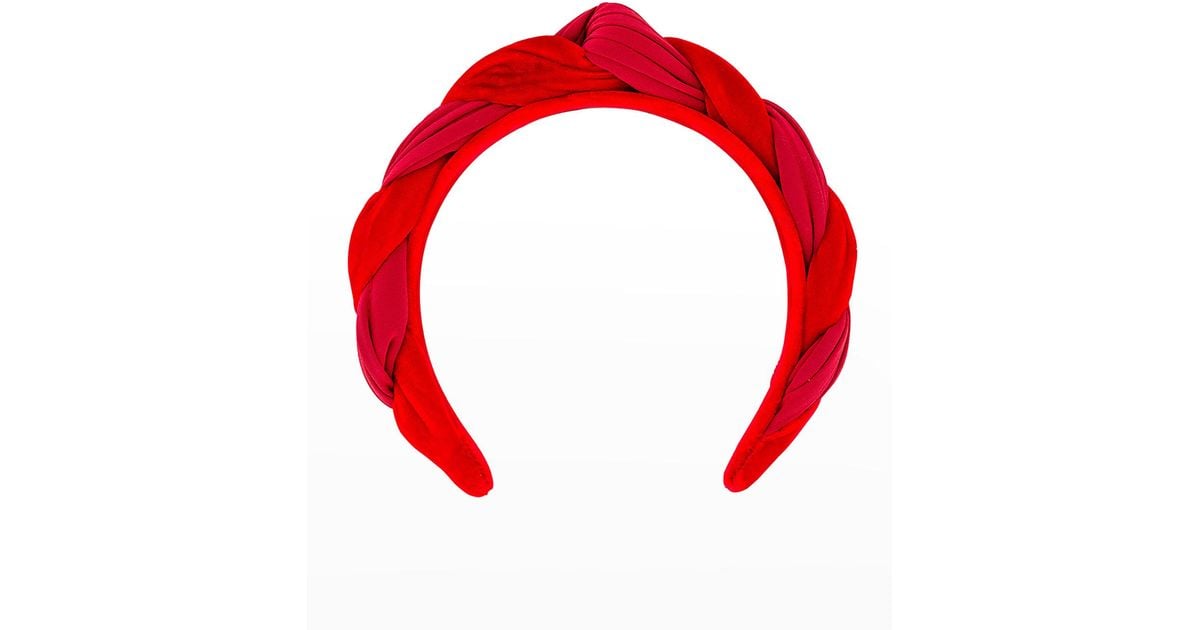 Alexandre De Paris Twisted Knot Velvet Headband in Red | Lyst