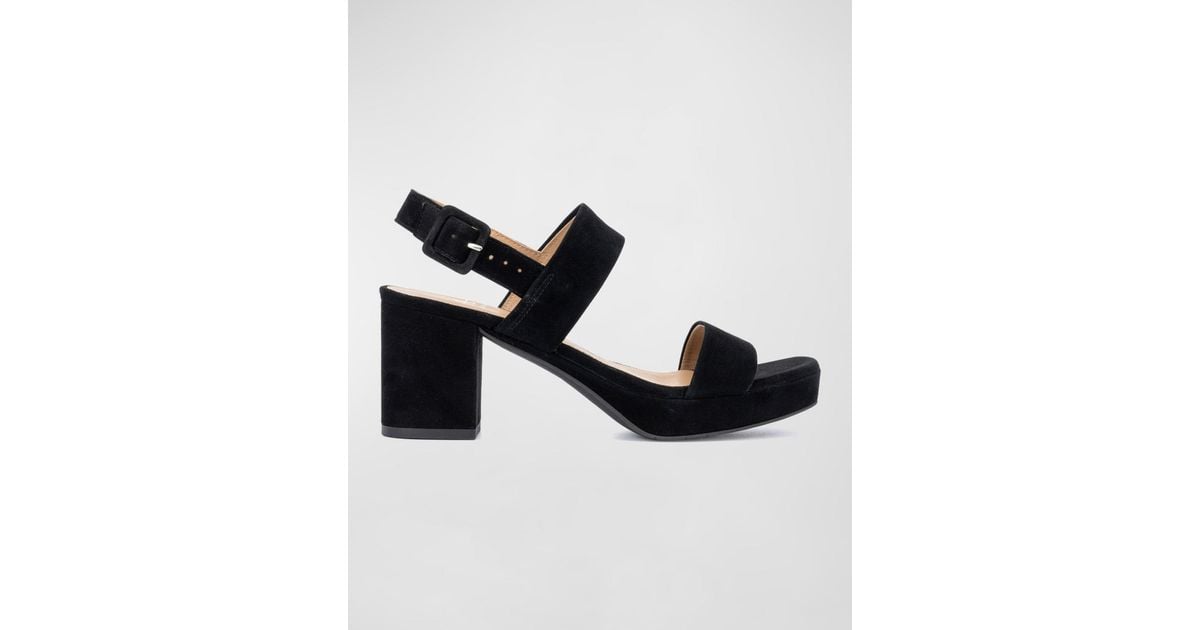Aquatalia Melly Suede Slingback Sandals in Black | Lyst