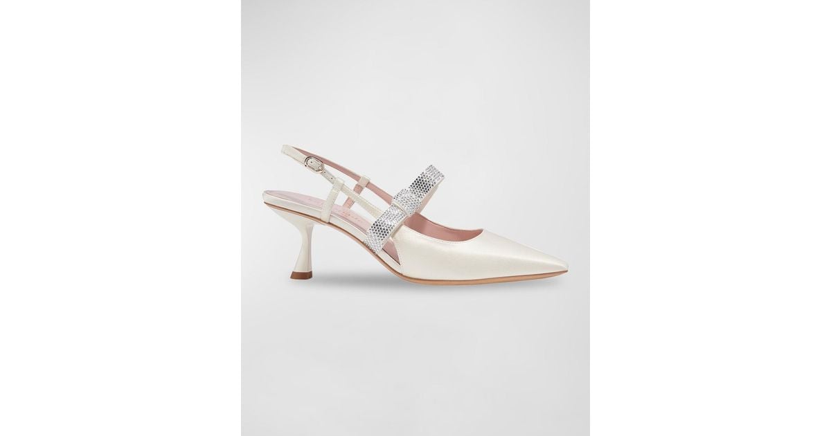 Kate Spade Maritza Pave Bow Slingback Pumps in White | Lyst