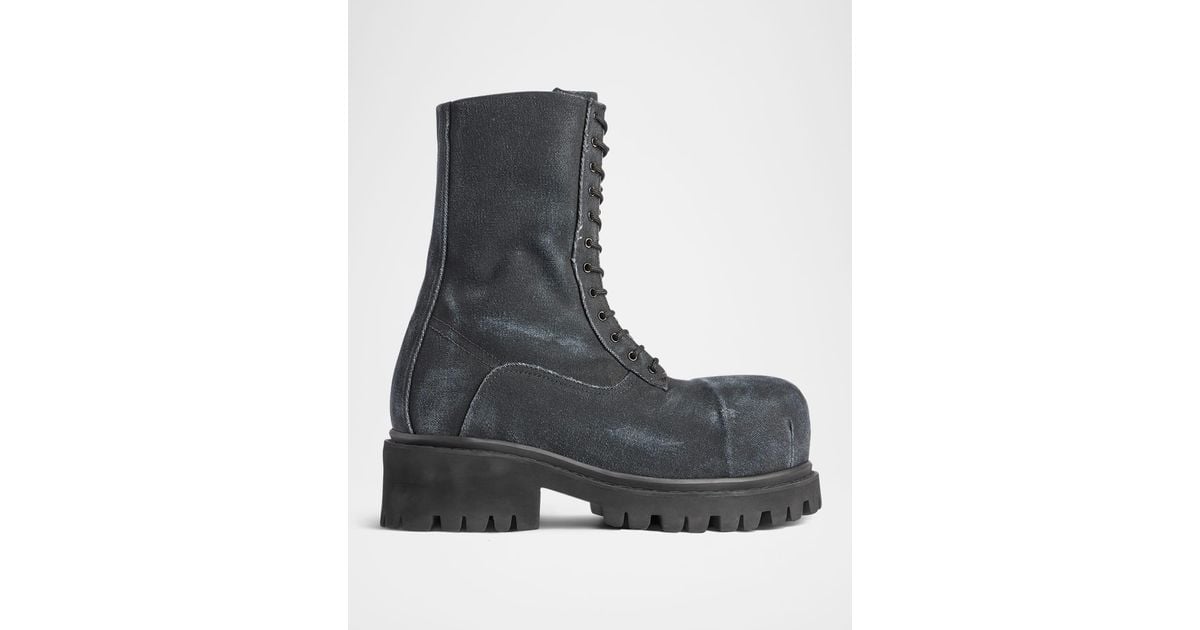 Balenciaga Stomper Canvas Lace-Up Boots in Black for Men | Lyst