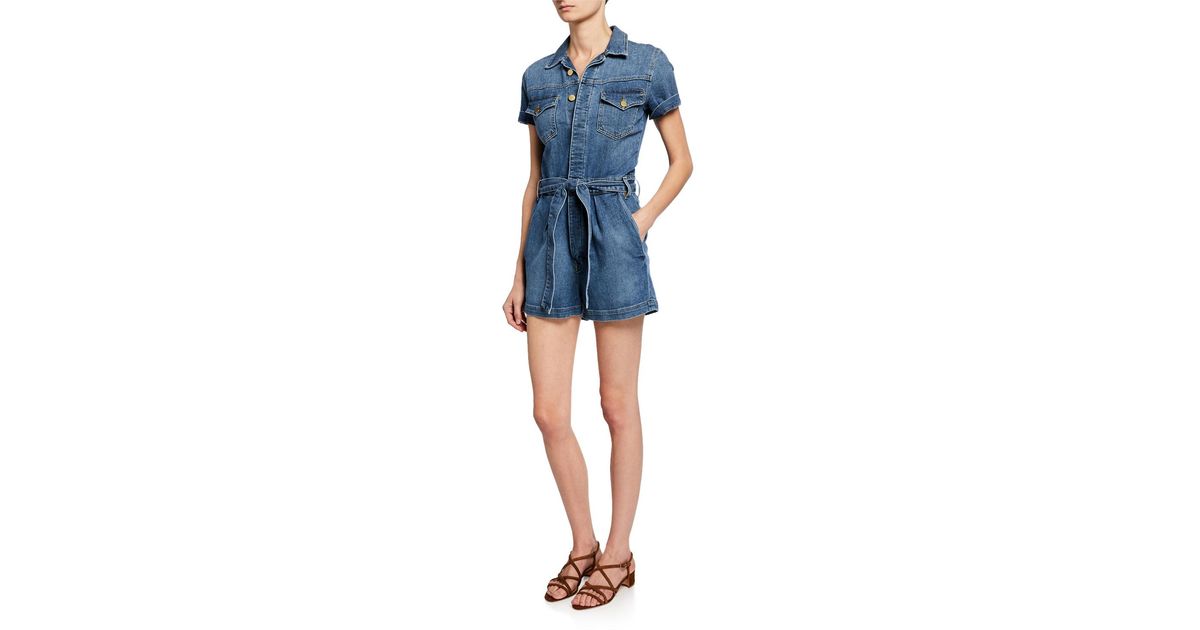 denim coverall romper