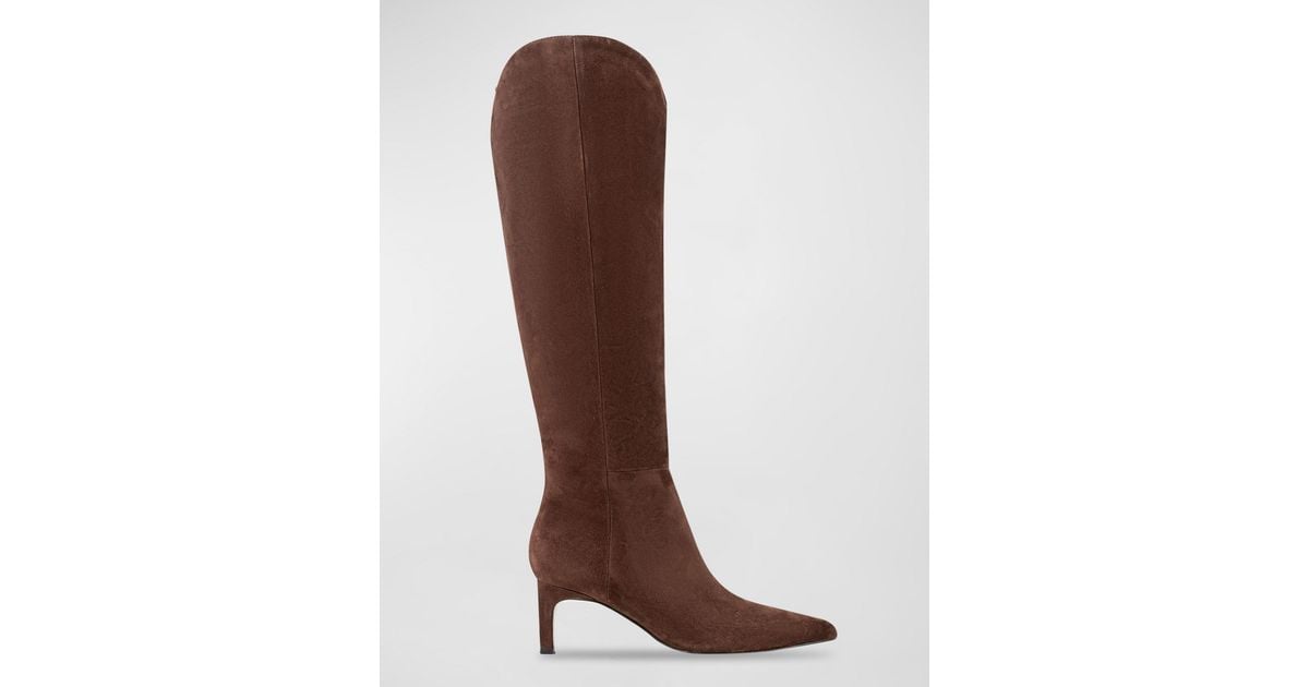 Marc Fisher Pointed-Toe Leather Knee-High Boots in Brown | Lyst