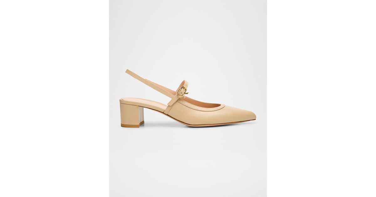 Gianvito Rossi Calfskin Mary Jane Slingback Pumps in White | Lyst