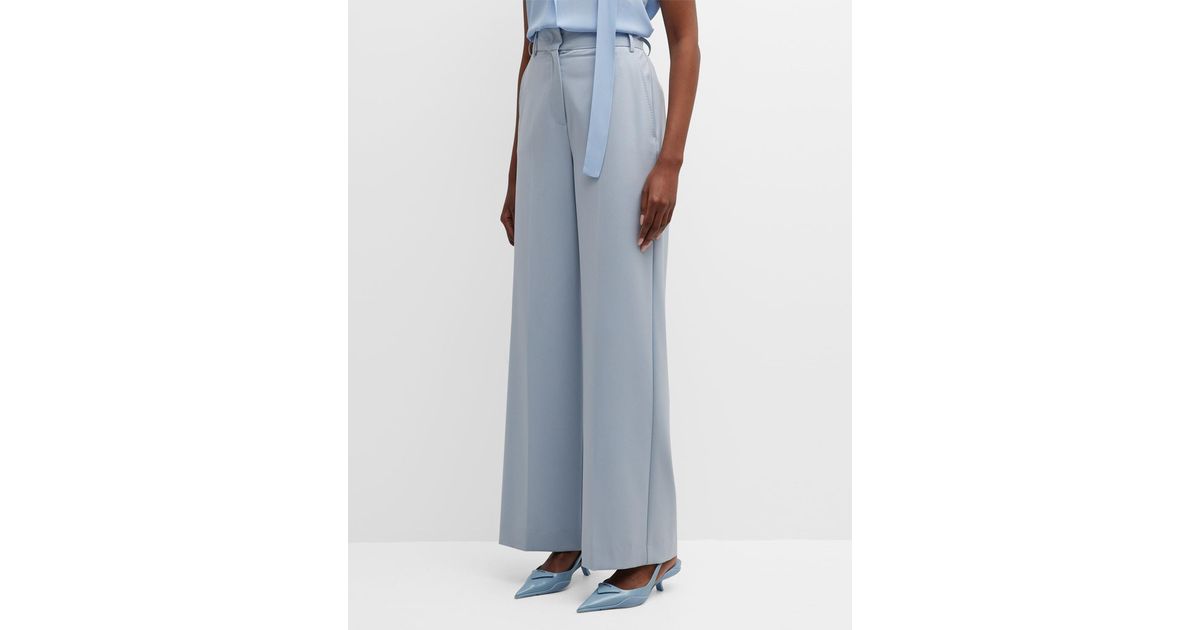 Marella Caladio High-rise Wide-leg Canvas Trousers in Blue | Lyst