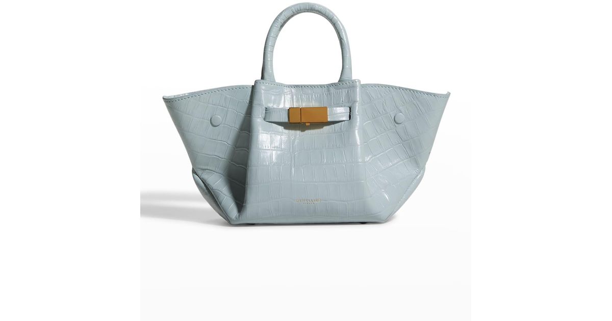 DeMellier New York Mini Croc-embossed Top-handle Bag in Blue