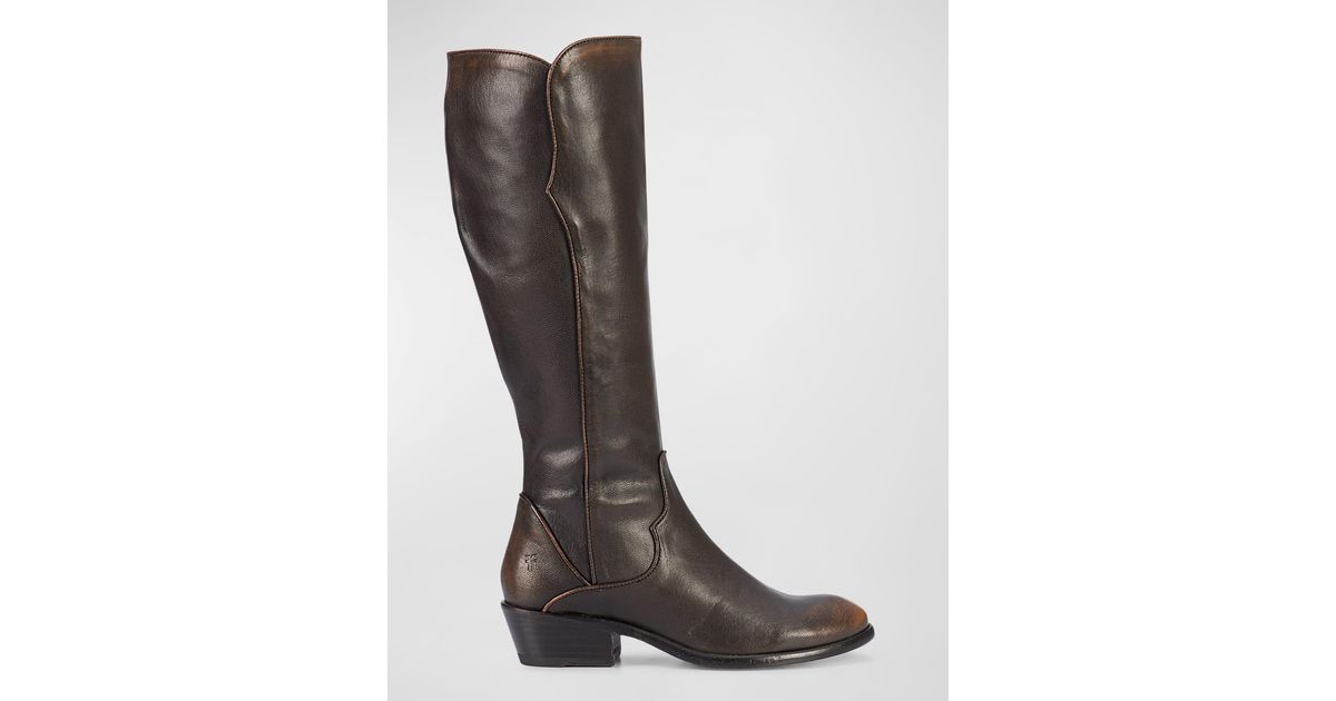 Frye Carson Leather Piping Tall Boots in Brown Lyst