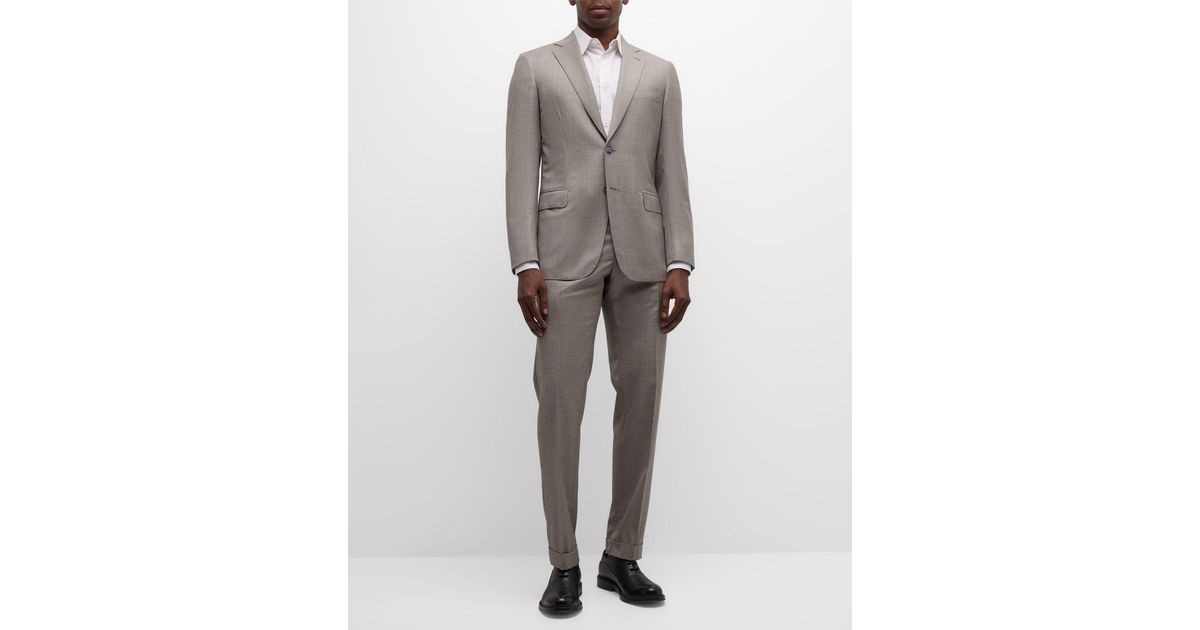Brioni Wool Sharkskin Suit in Gray for Men | Lyst