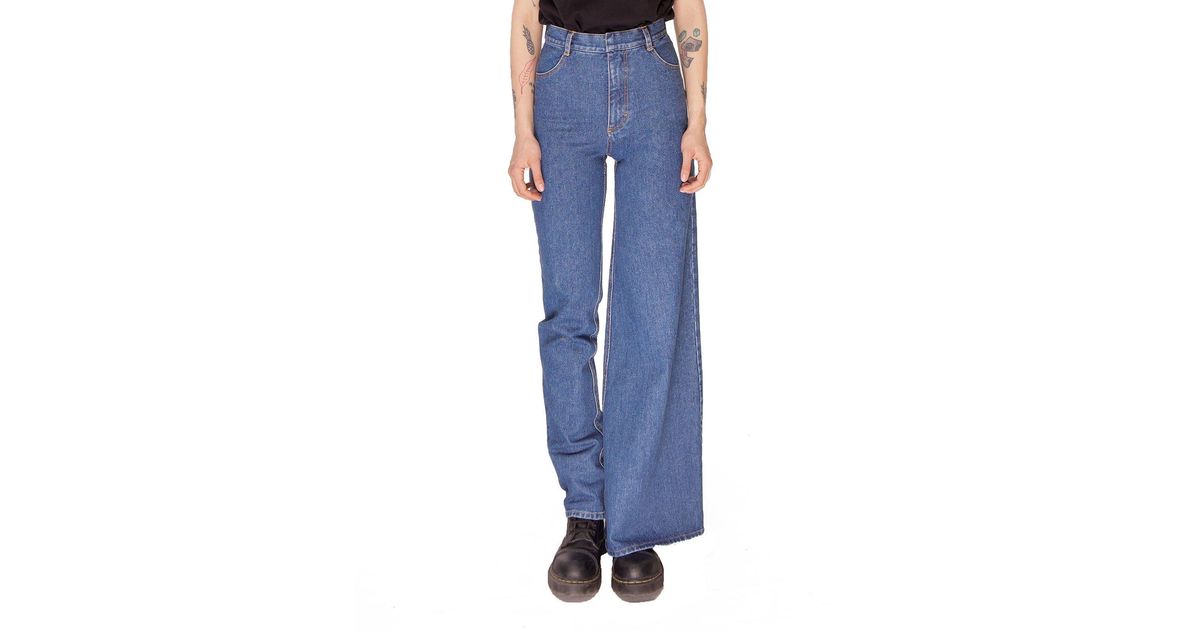 one wide leg one skinny leg jeans