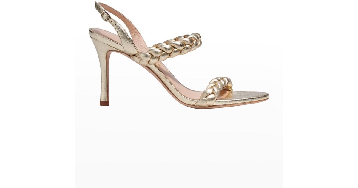Kate Spade Saffron Braided Dualband Slingback Sandals in Metallic Lyst