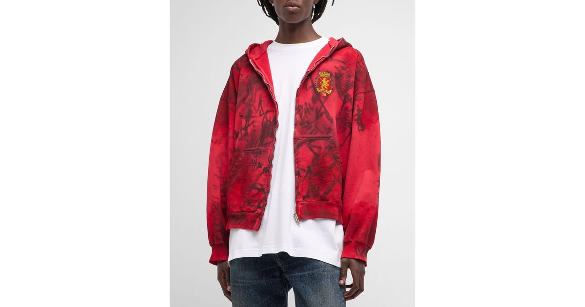 Balenciaga Skater Zip Up Hoodie Medium Fit in Red for Men | Lyst